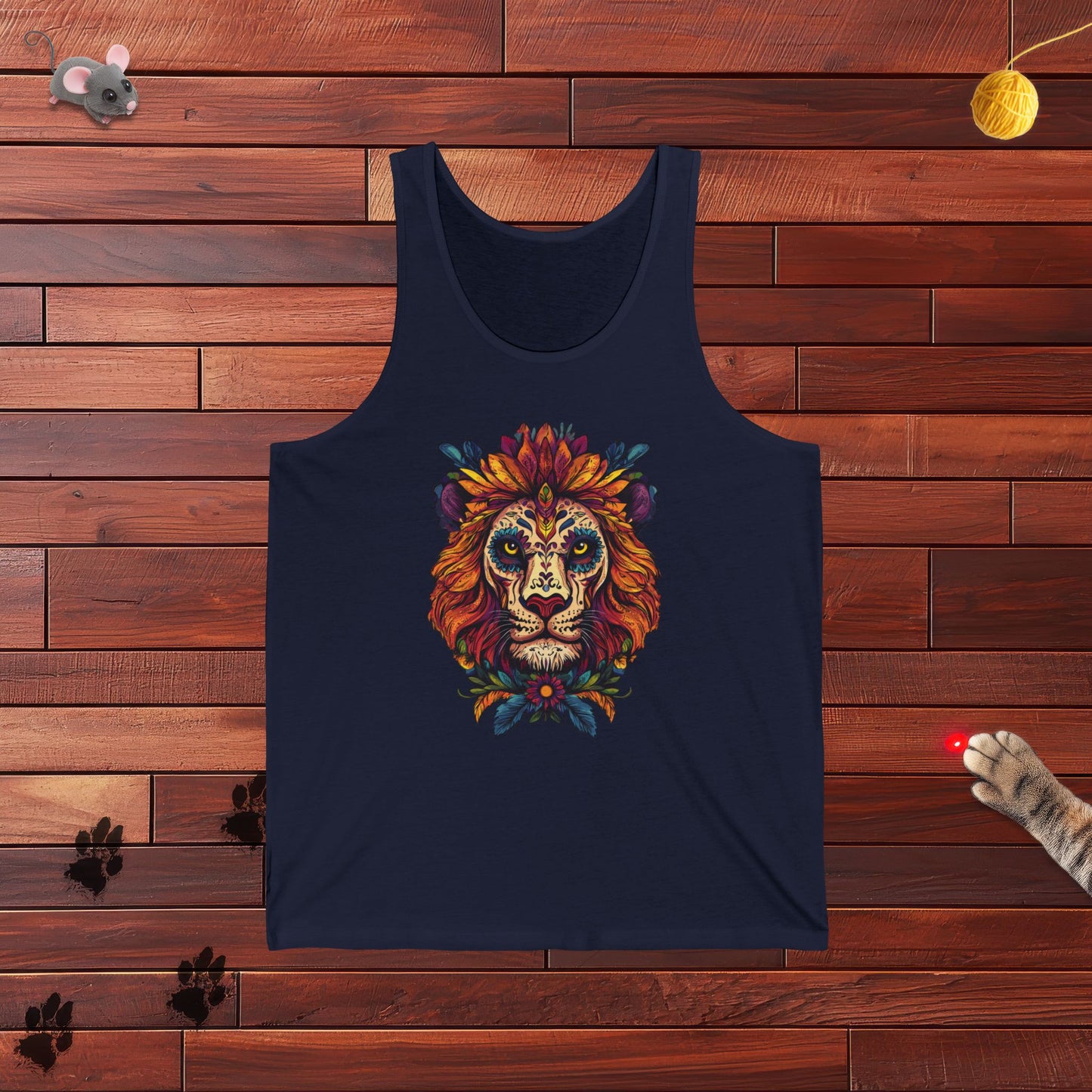 Dia De Muerte Lion Mens Tank