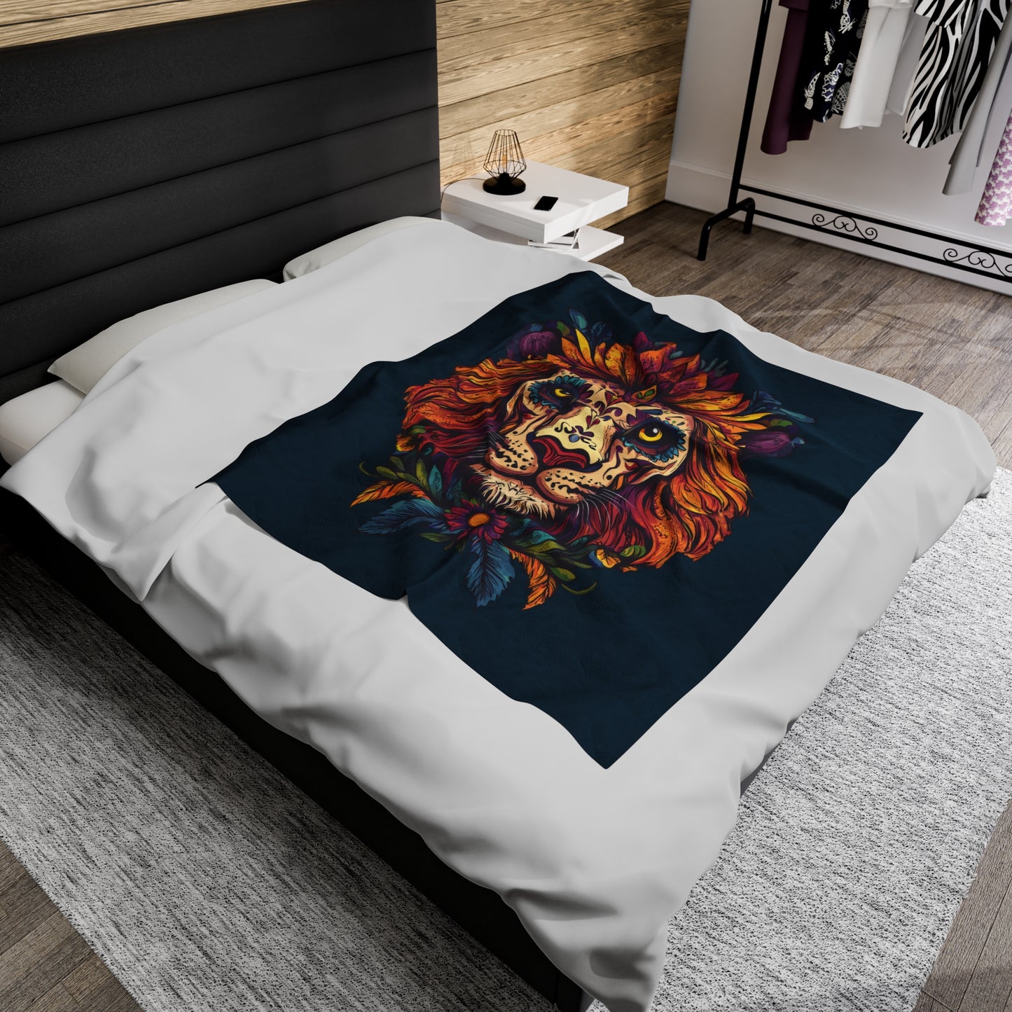 Dia De Muerte Lion Velveteen Plush Blanket