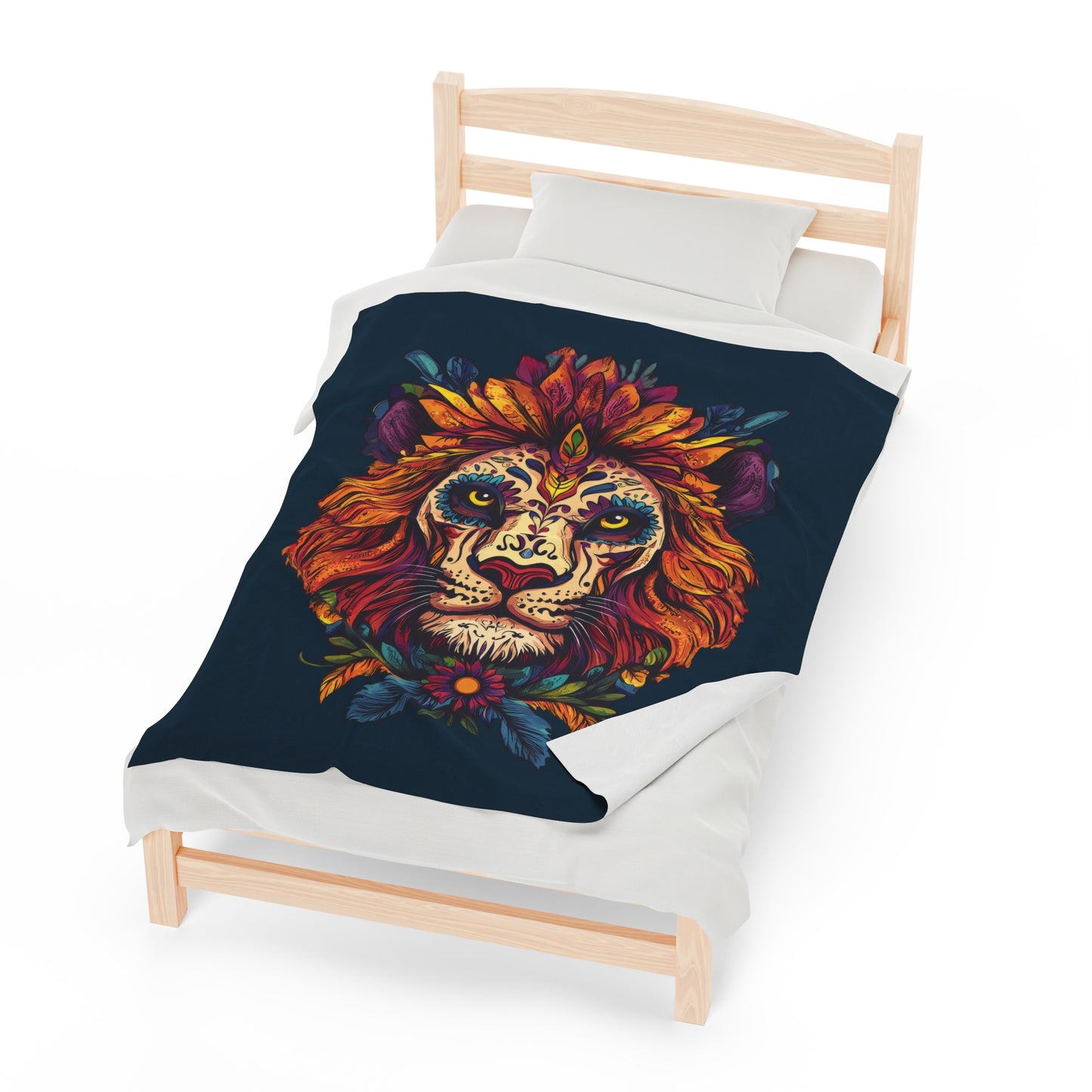 Dia De Muerte Lion Velveteen Plush Blanket