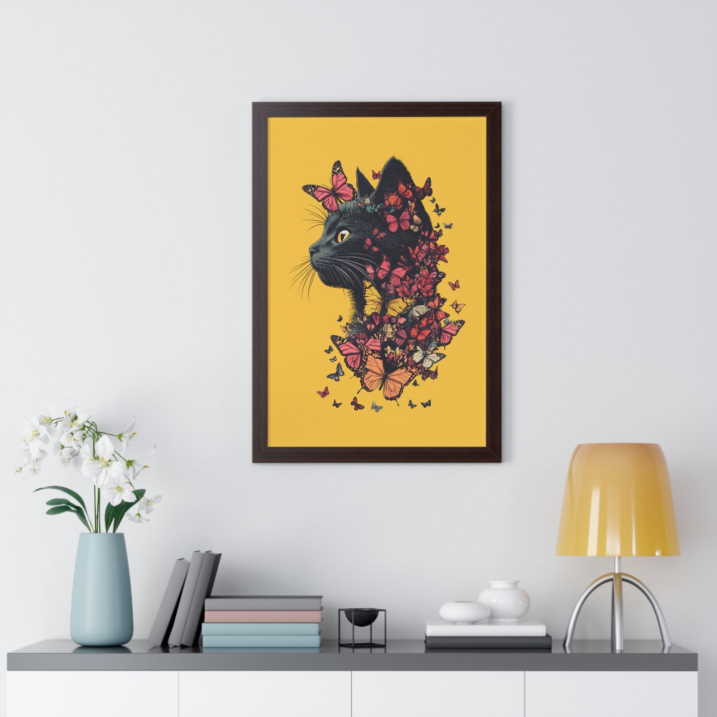 Butterfly Kitty Framed Wall Art