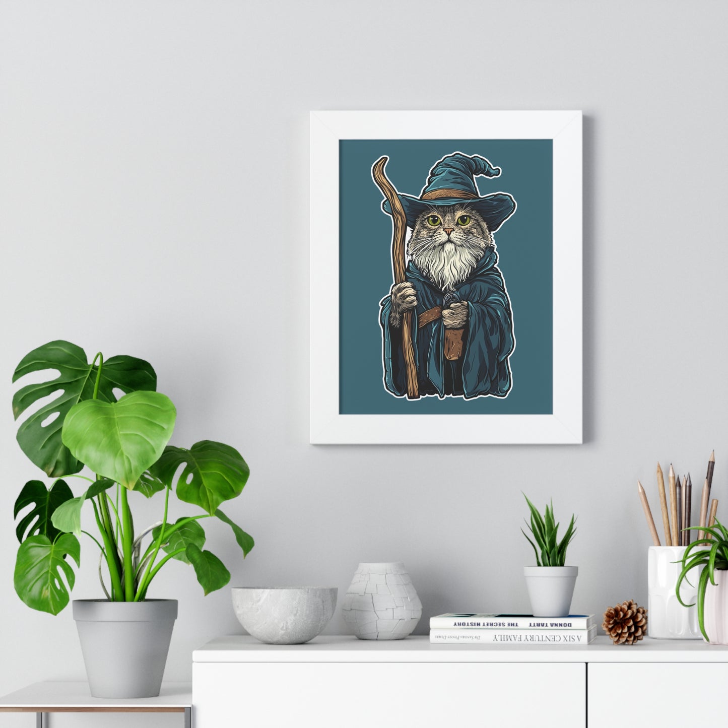 Catdolf The Grey Framed Wall Art