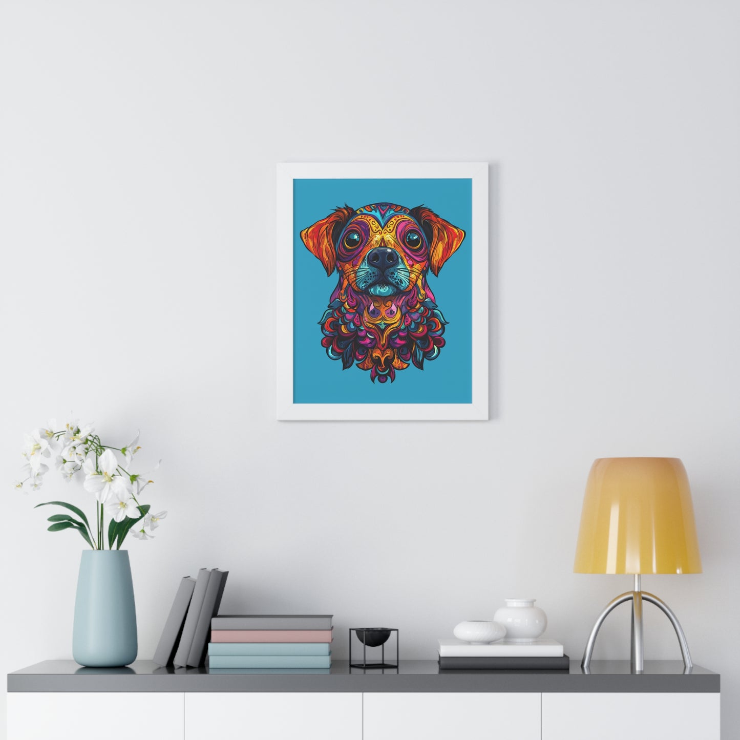 Dia De Muerte Perrito Framed Wall Art