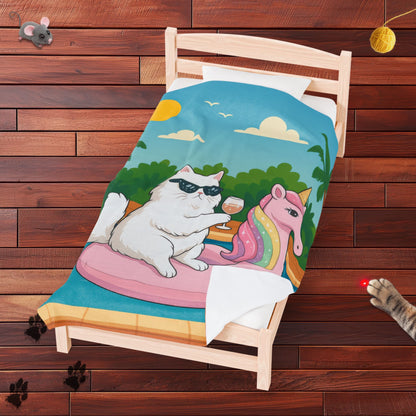 Meowmosa Vibes Velveteen Plush Blanket