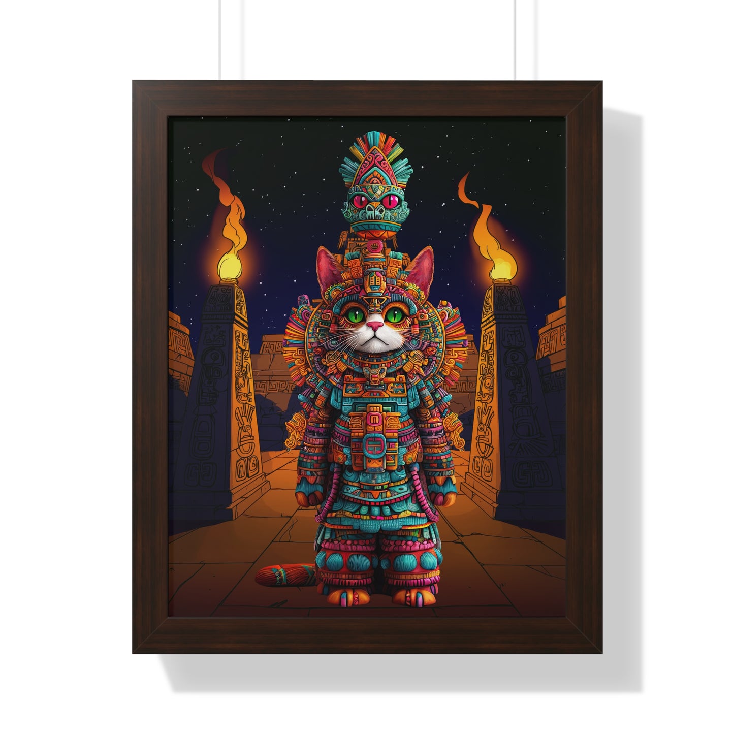 Azteca Gatito Framed Wall Art