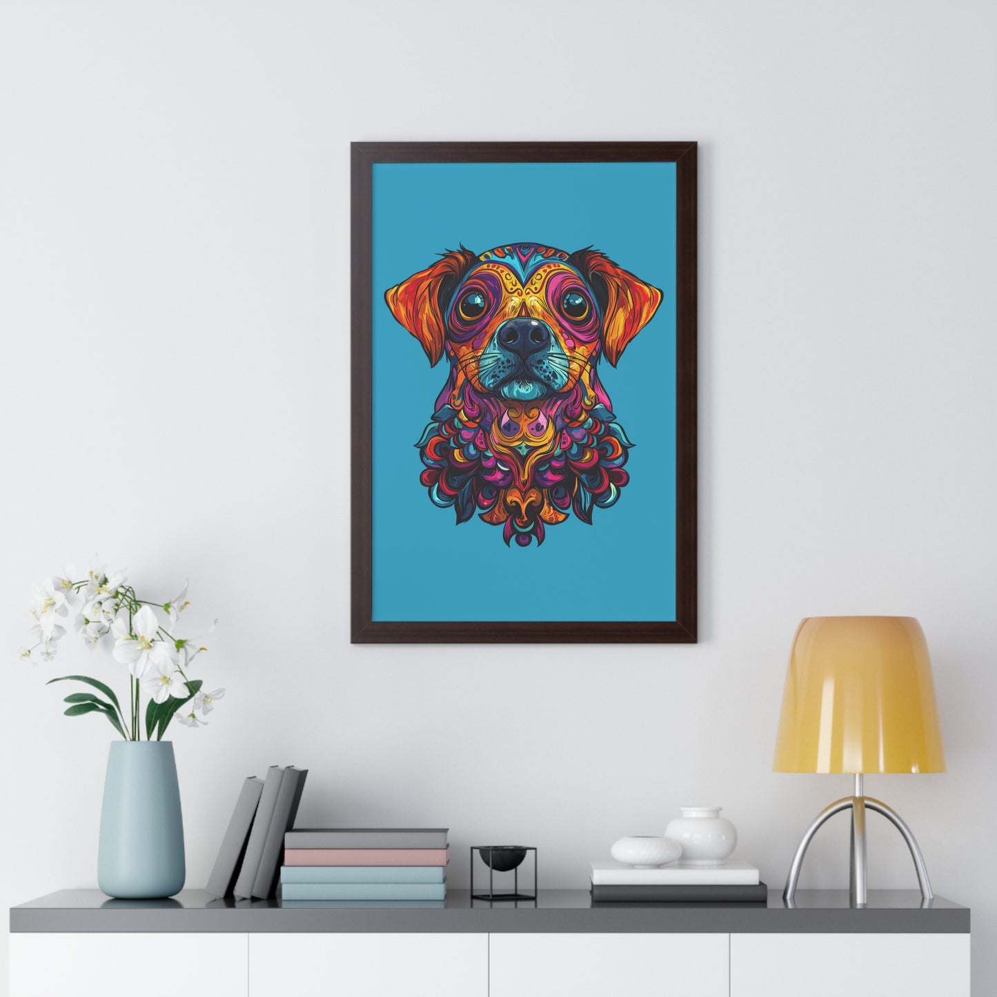 Dia De Muerte Perrito Framed Wall Art