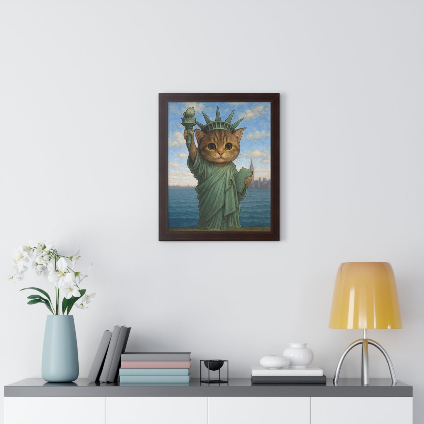 Statue of Meowberty Framed Wall Art