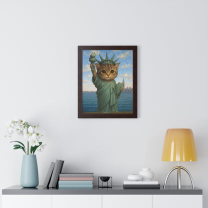 Statue of Meowberty Framed Wall Art