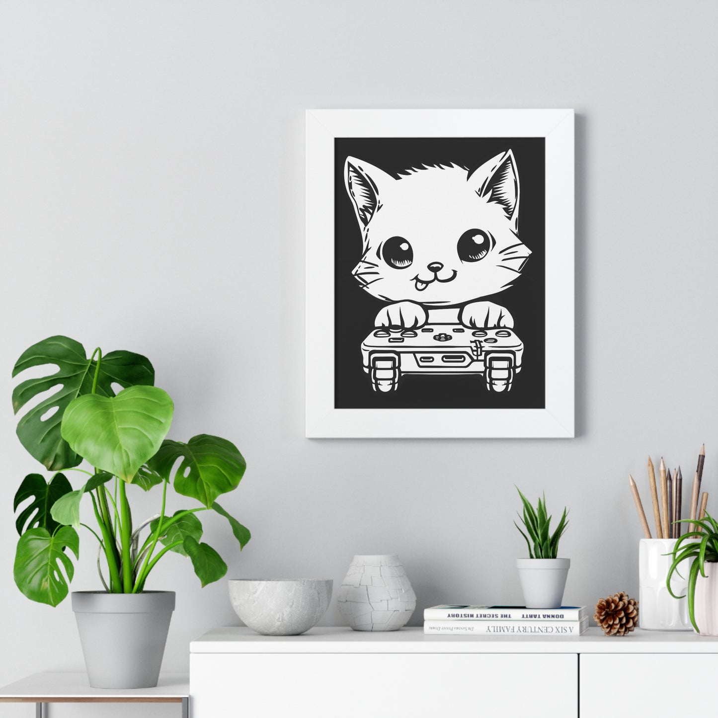 Gamer Kitty Framed Wall Art