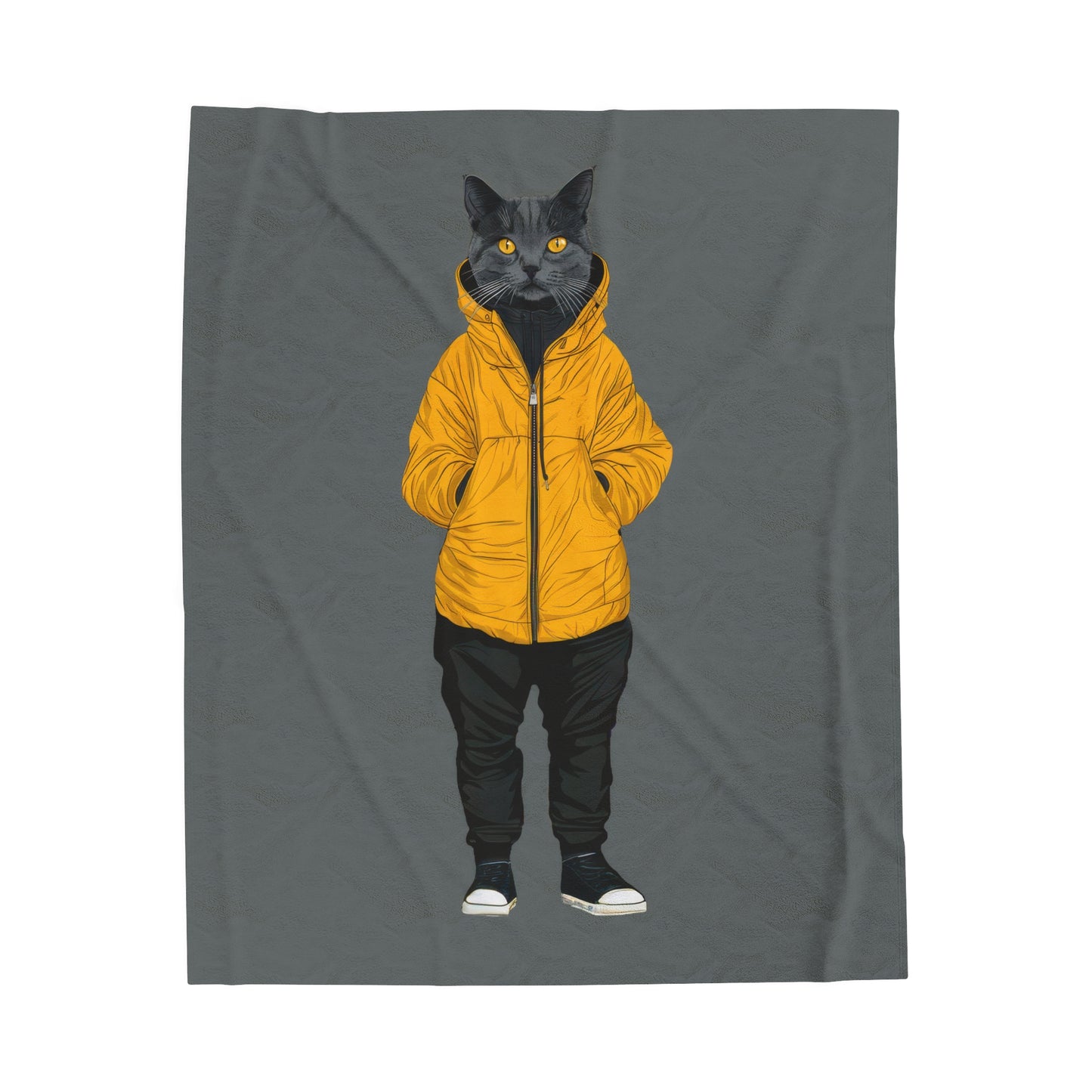 Yellow Jacket Cat Velveteen Plush Blanket