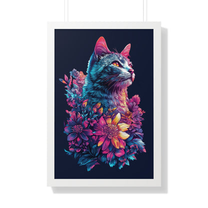 Floral Cat Framed Wall Art