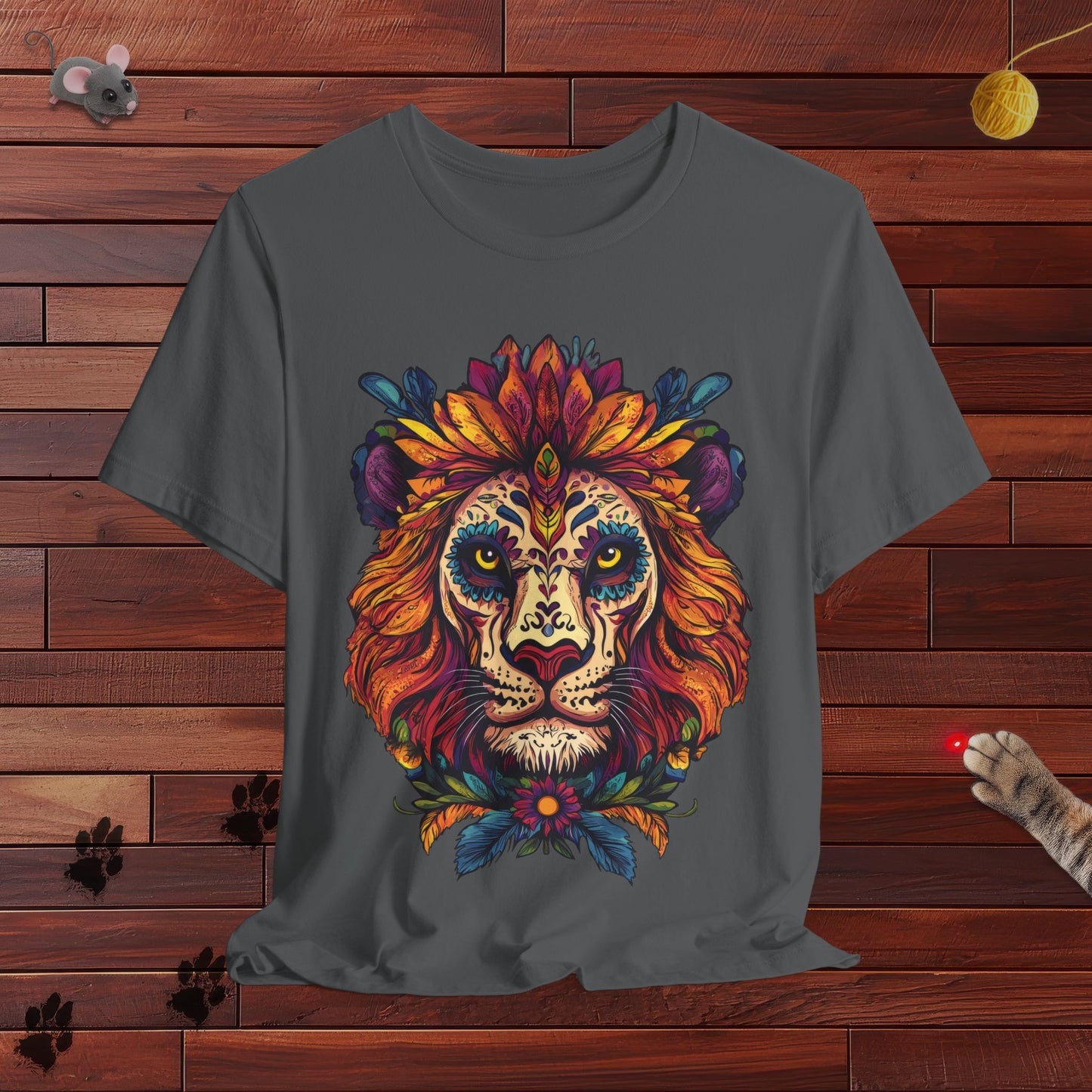 Dia De Muerte Lion Mens Tee