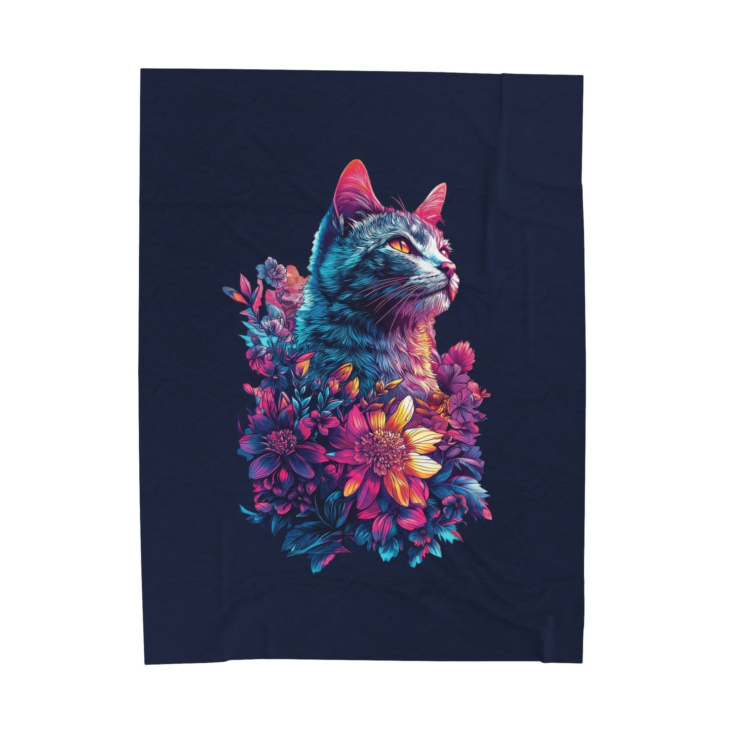 Floral Cat Velveteen Plush Blanket