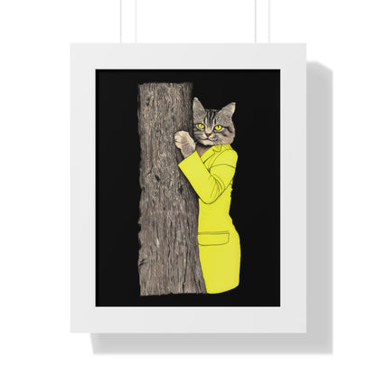 Yellow Jacket Cat Framed Wall Art