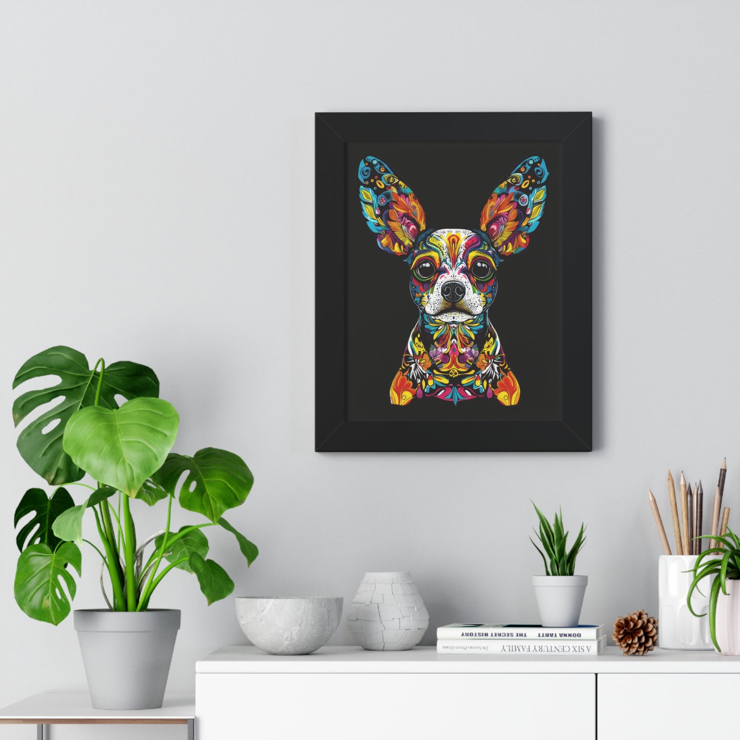 Dia De Muerte Doggo Framed Wall Art