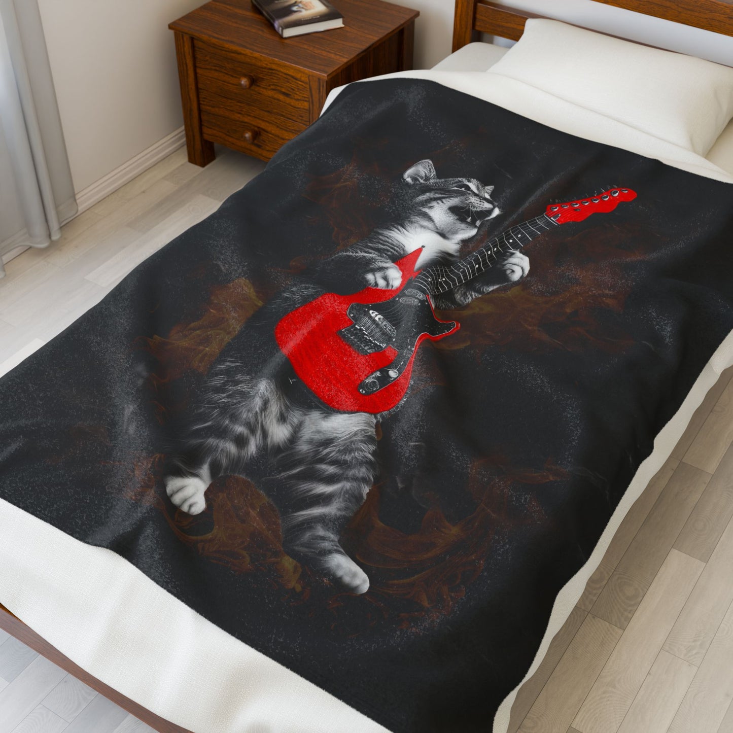 Guitar Gato Velveteen Plush Blanket