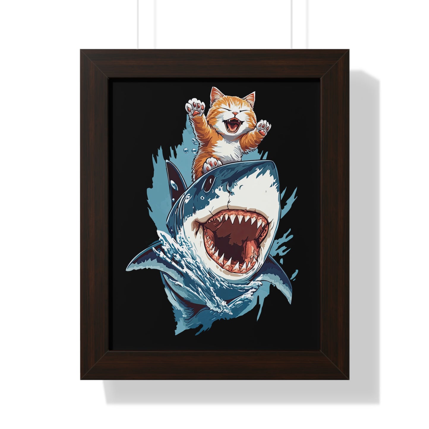 Shark Surfing Framed Wall Art