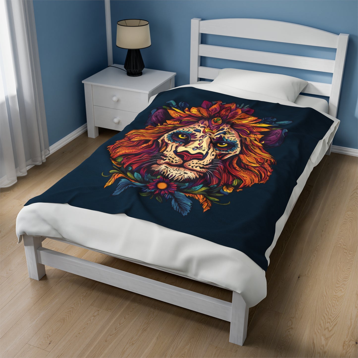 Dia De Muerte Lion Velveteen Plush Blanket