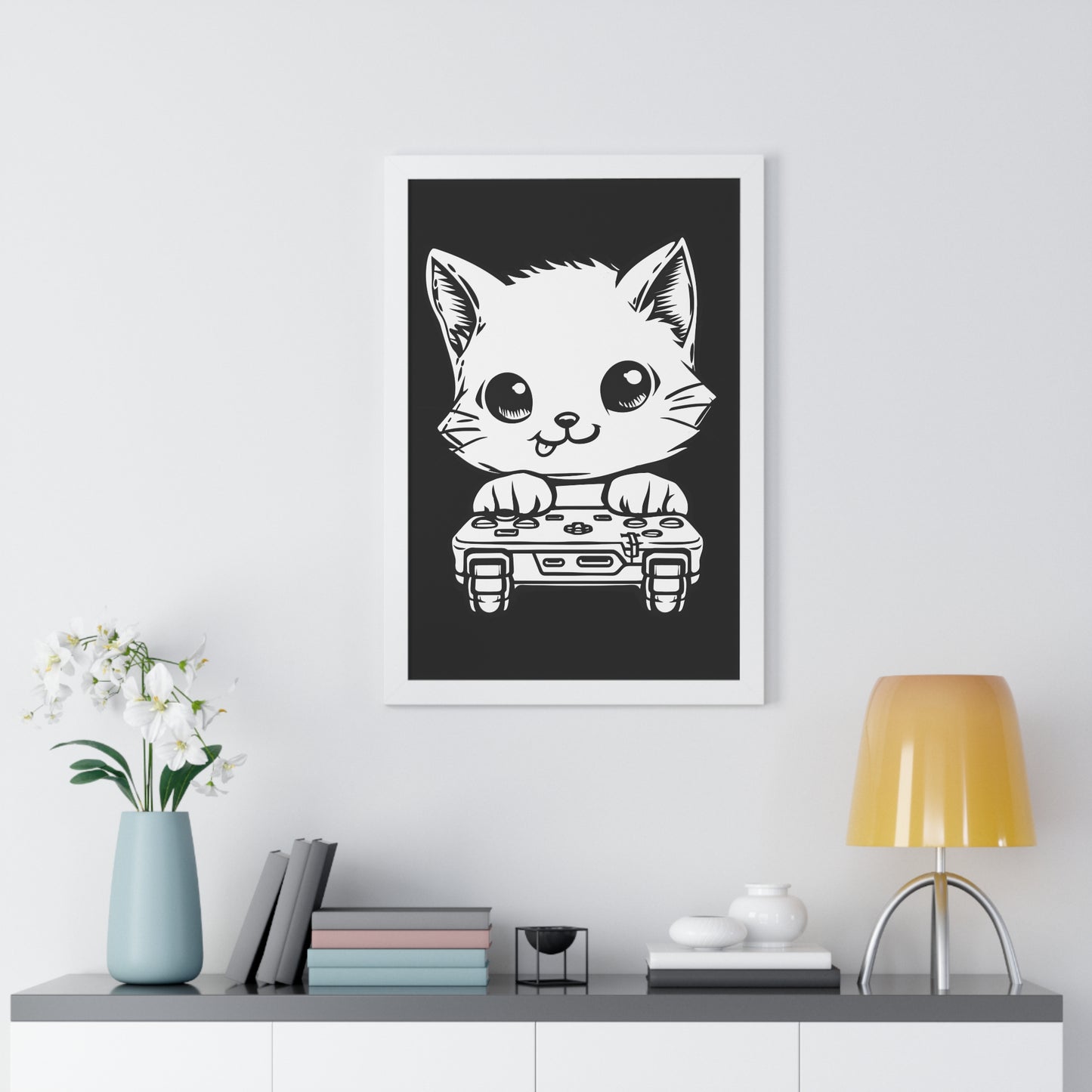 Gamer Kitty Framed Wall Art