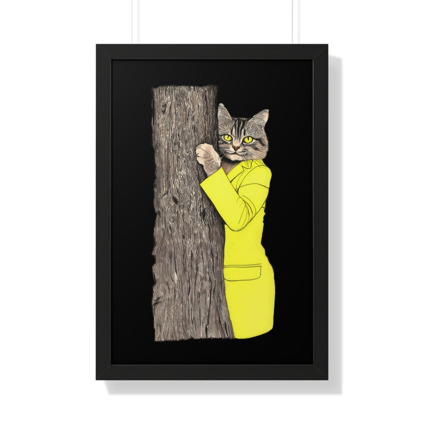 Yellow Jacket Cat Framed Wall Art