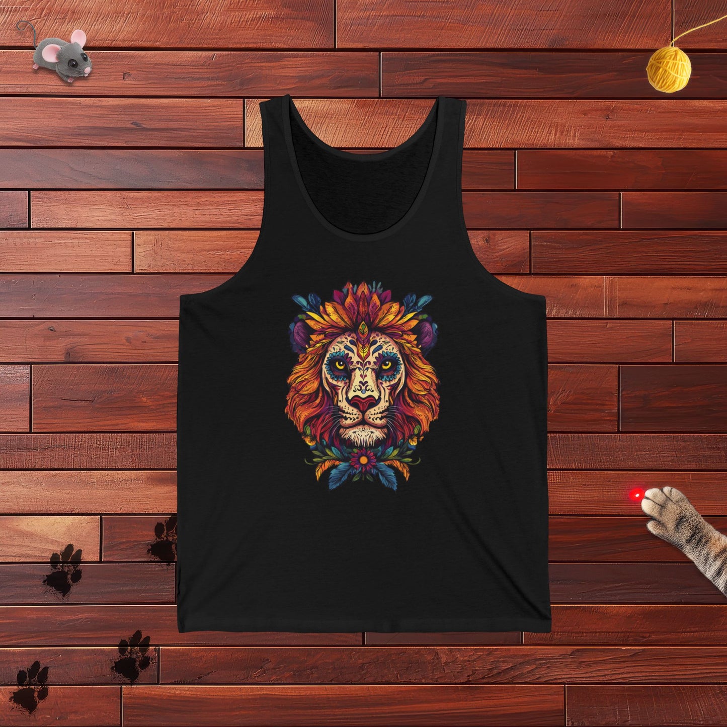 Dia De Muerte Lion Mens Tank