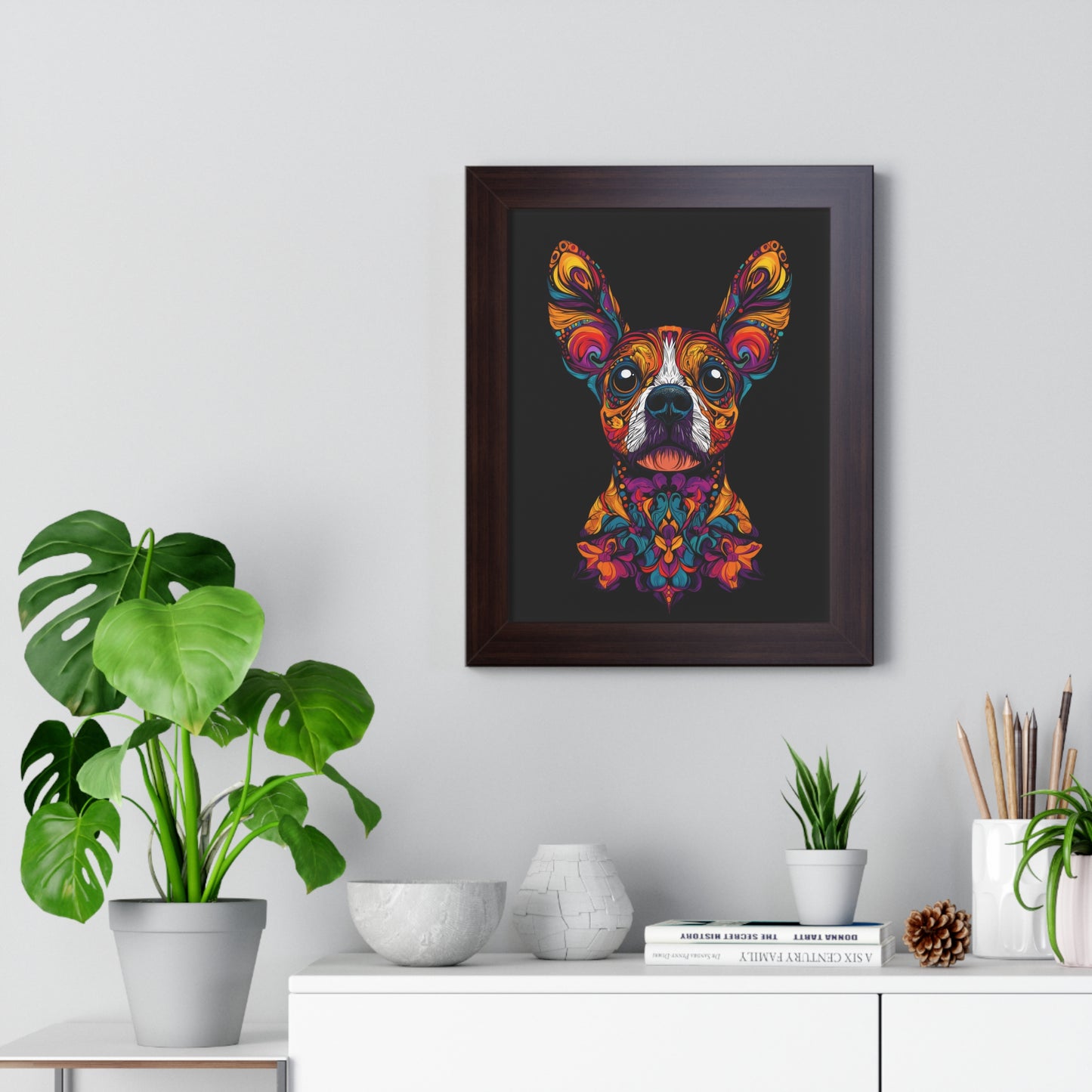 Dia De Muerte Frenchie Framed Wall Art