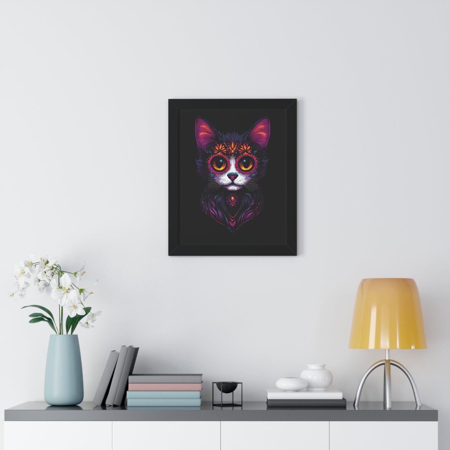 Dia De Muerte Gatito Framed Wall Art