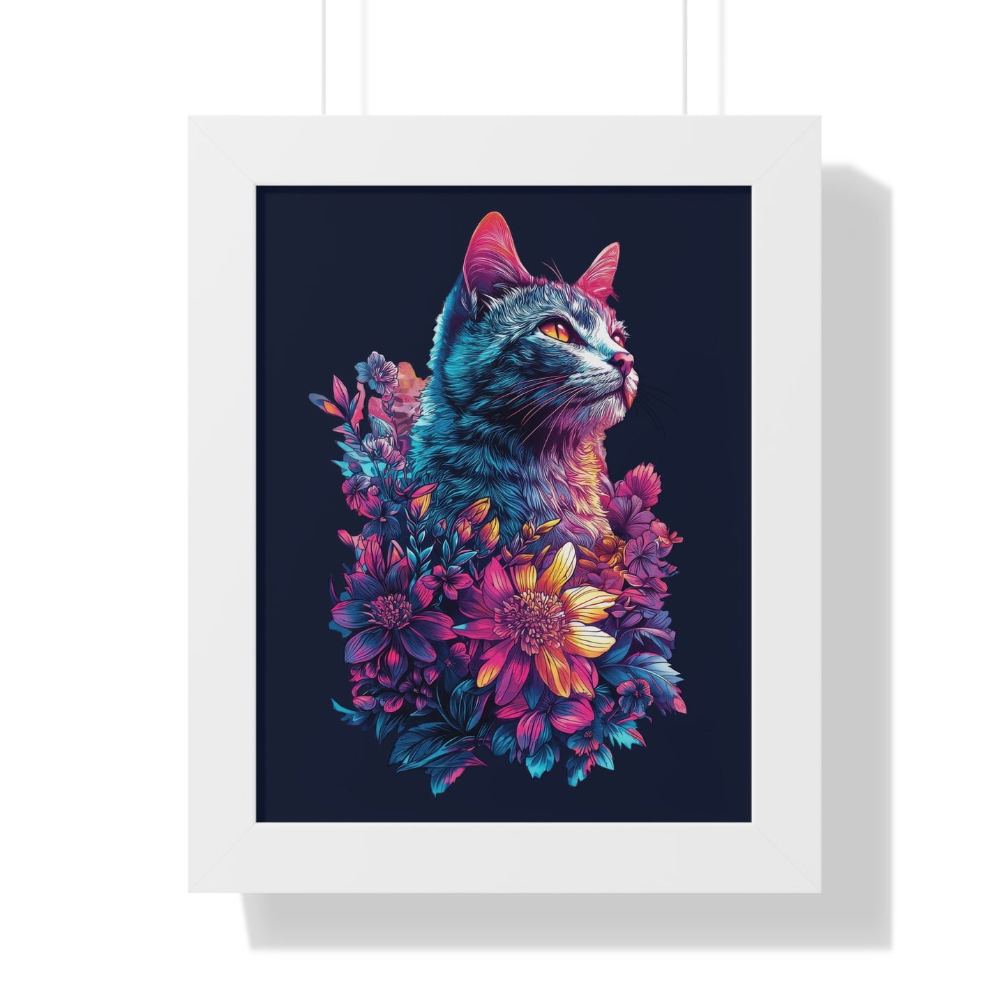 Floral Cat Framed Wall Art