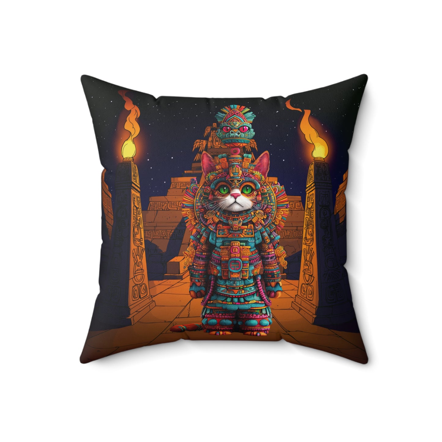 Azteca Gatito Throw Pillow