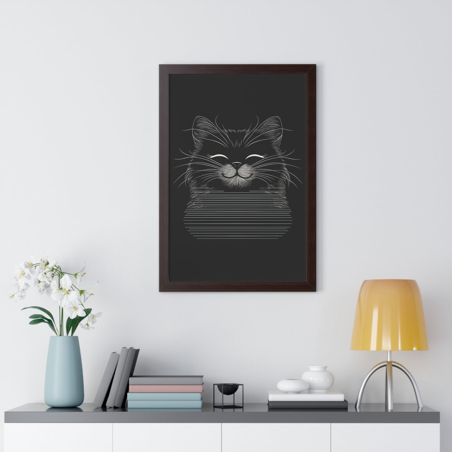 Smiling Cat Framed Wall Art