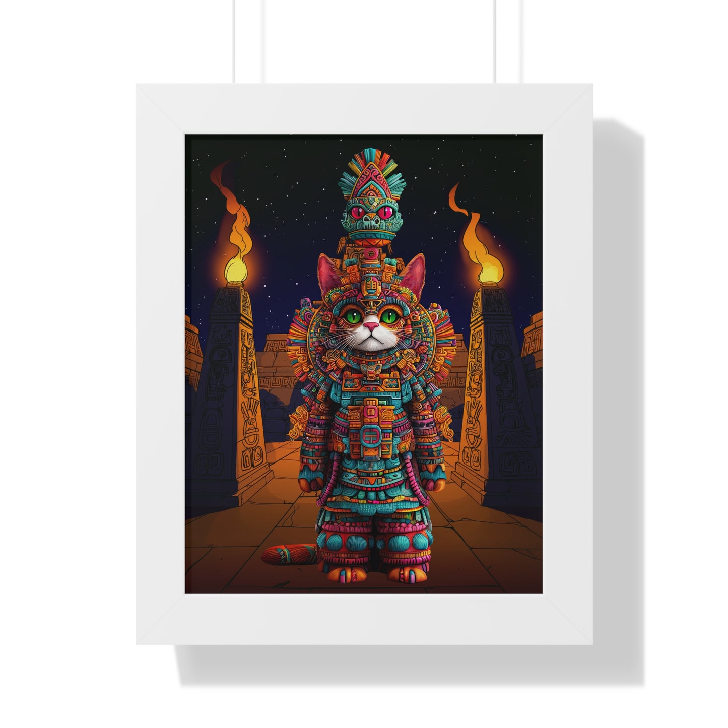 Azteca Gatito Framed Wall Art