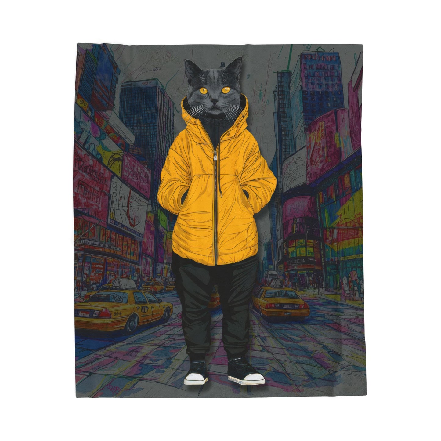 Street Cat Style Velveteen Plush Blanket