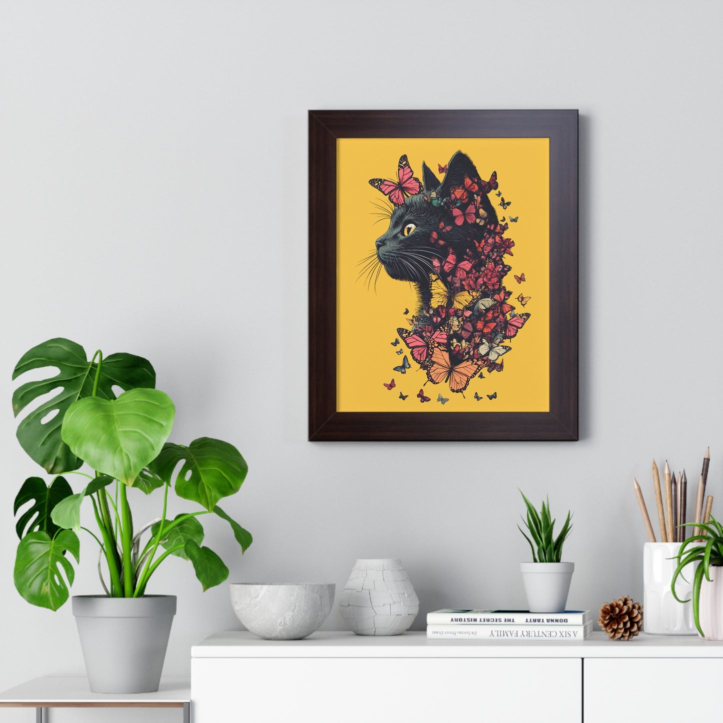 Butterfly Kitty Framed Wall Art