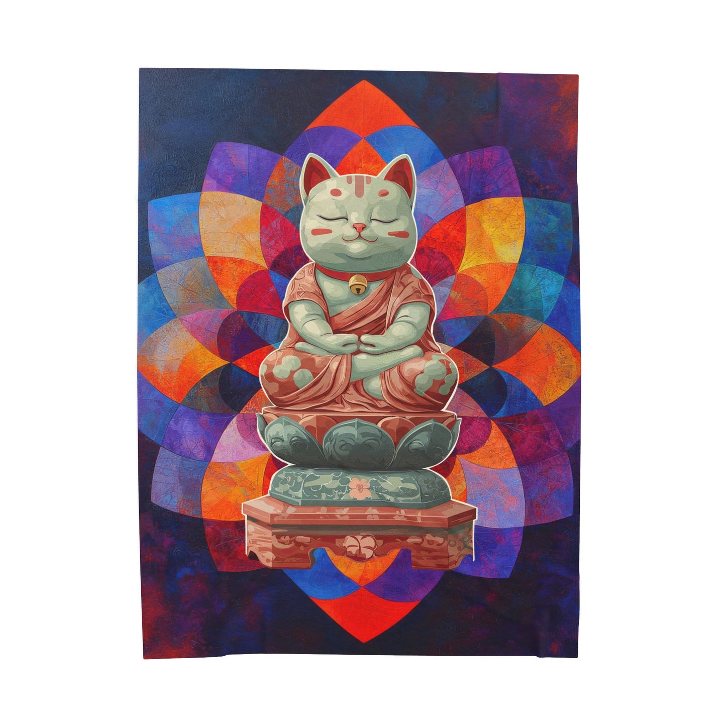 Buddha Kitty Velveteen Plush Blanket