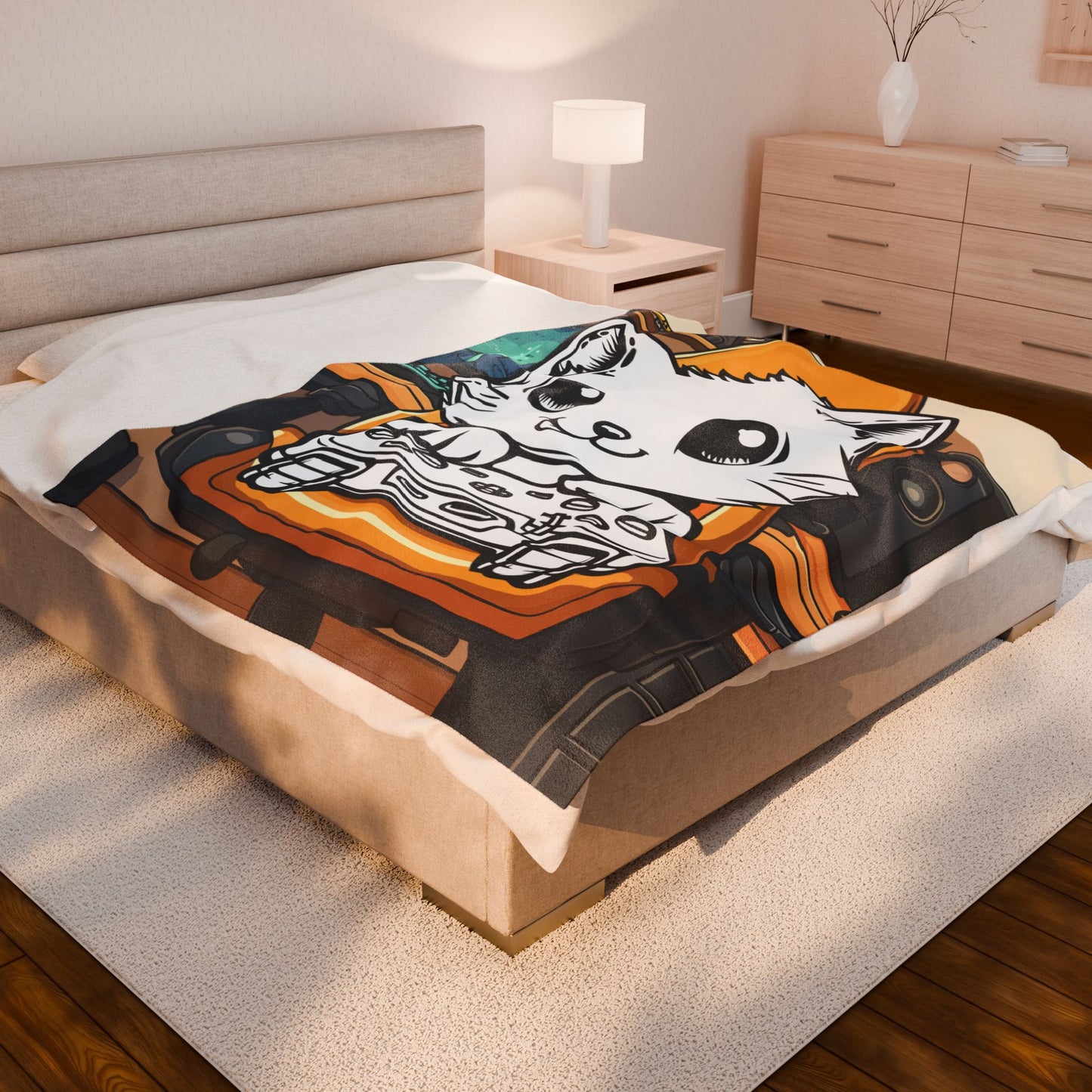 Gamer Kitty Velveteen Plush Blanket