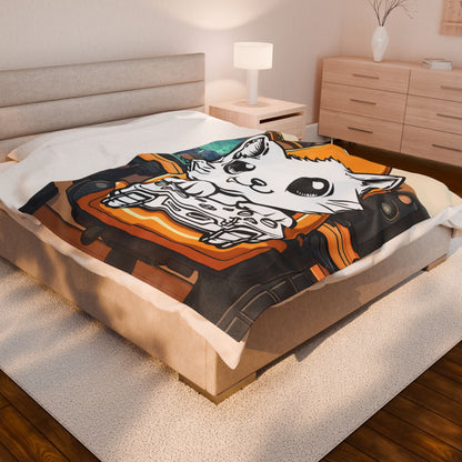 Gamer Kitty Velveteen Plush Blanket