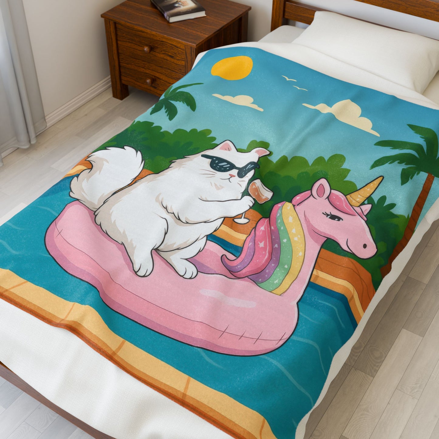 Meowmosa Vibes Velveteen Plush Blanket