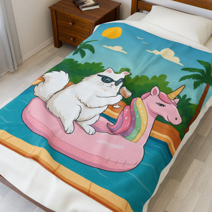 Meowmosa Vibes Velveteen Plush Blanket