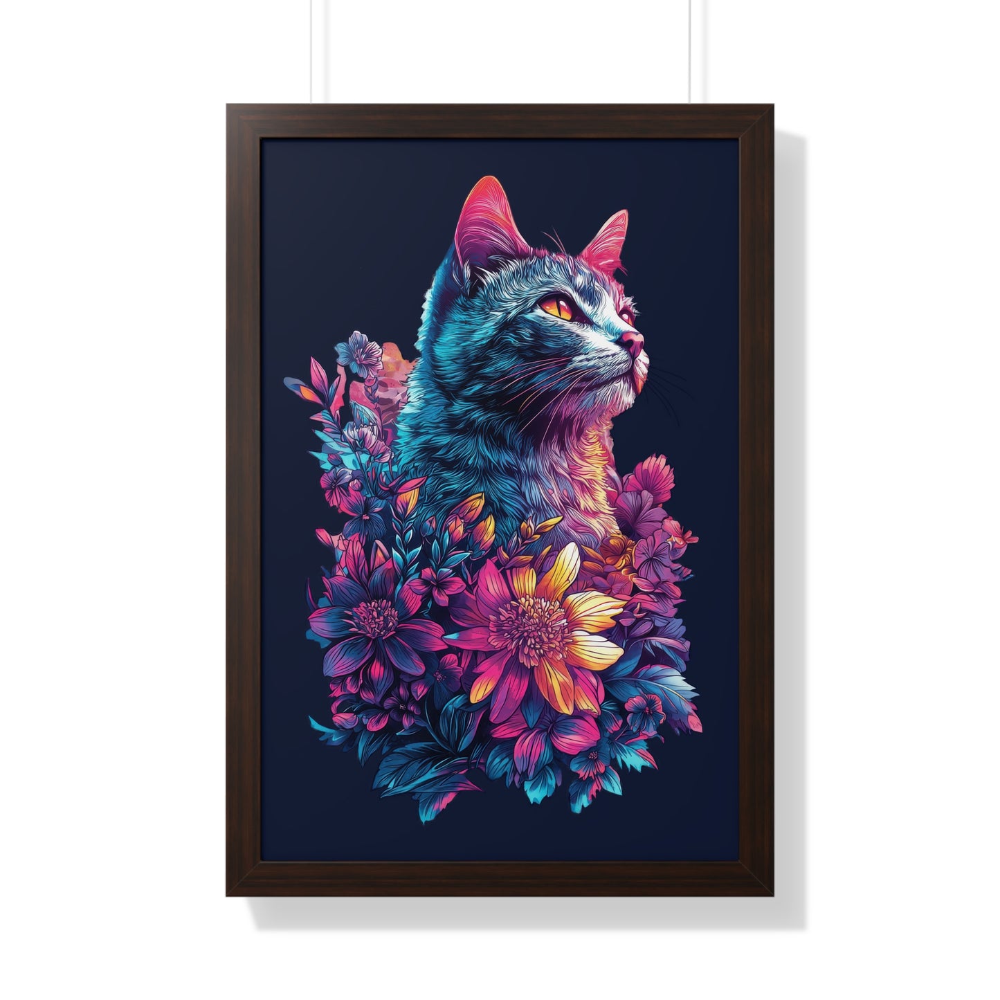 Floral Cat Framed Wall Art