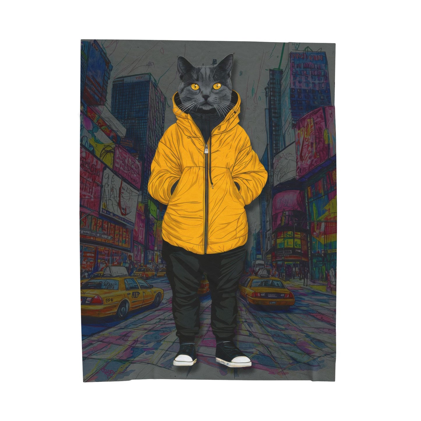 Street Cat Style Velveteen Plush Blanket