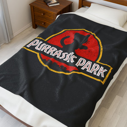 Purrassic Park Velveteen Plush Blanket
