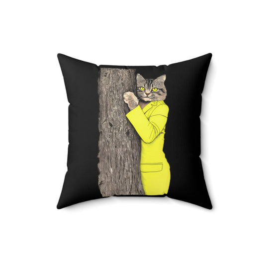 Yellow Jacket Cat Throw Pillow