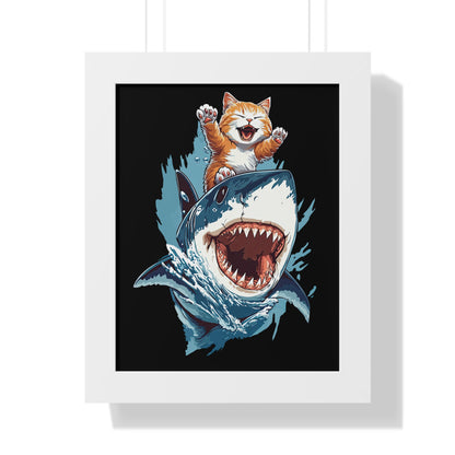 Shark Surfing Framed Wall Art