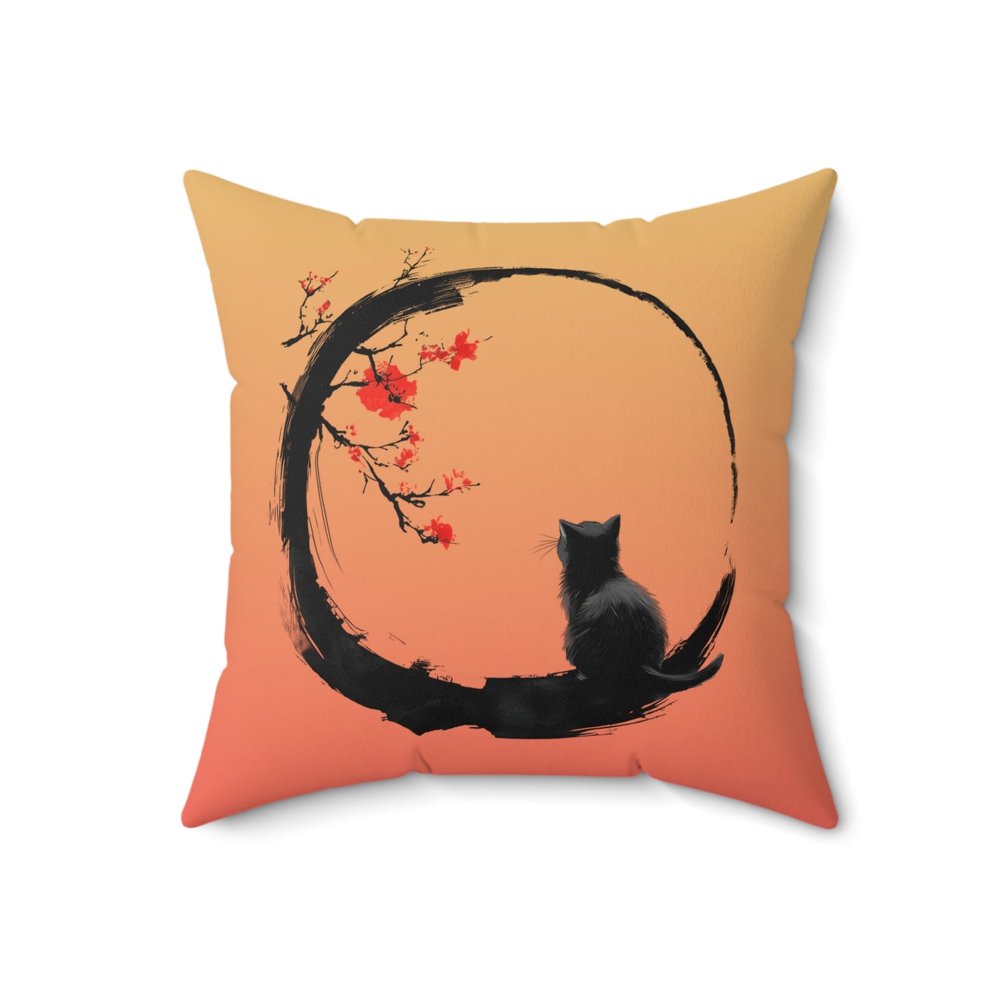 Zen Kitty Throw Pillow