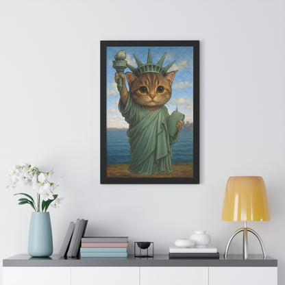 Statue of Meowberty Framed Wall Art