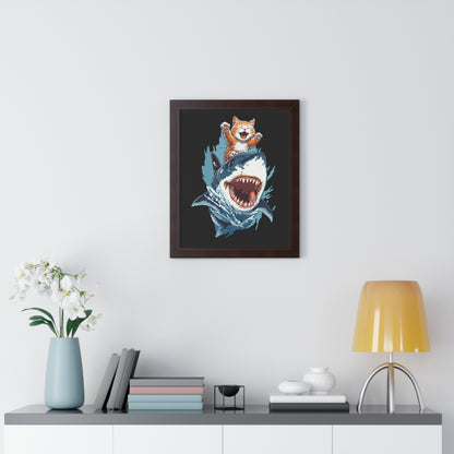 Shark Surfing Framed Wall Art