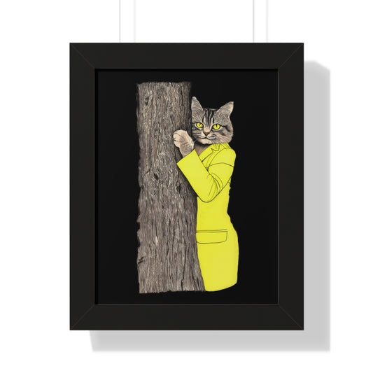 Yellow Jacket Cat Framed Wall Art