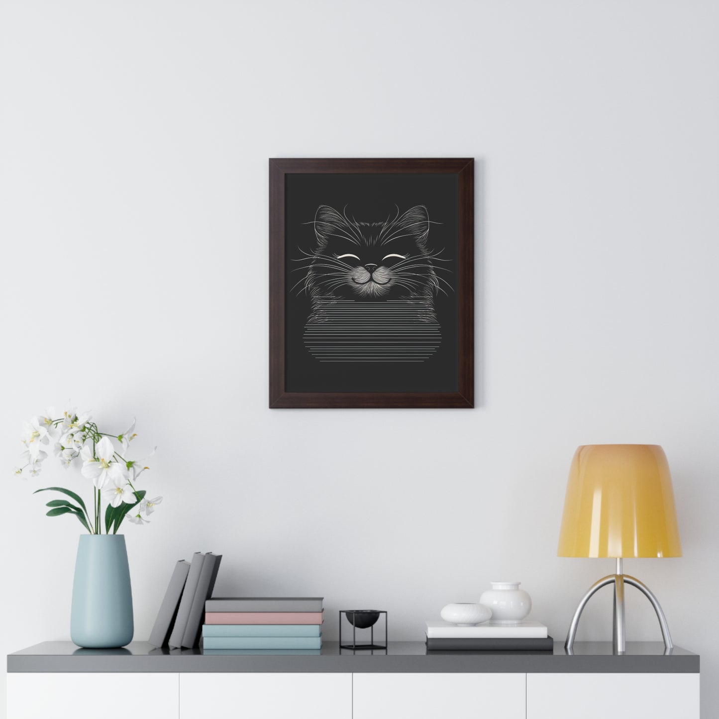 Smiling Cat Framed Wall Art