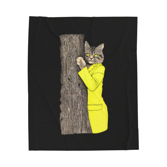 Yellow Jacket Cat Velveteen Plush Blanket