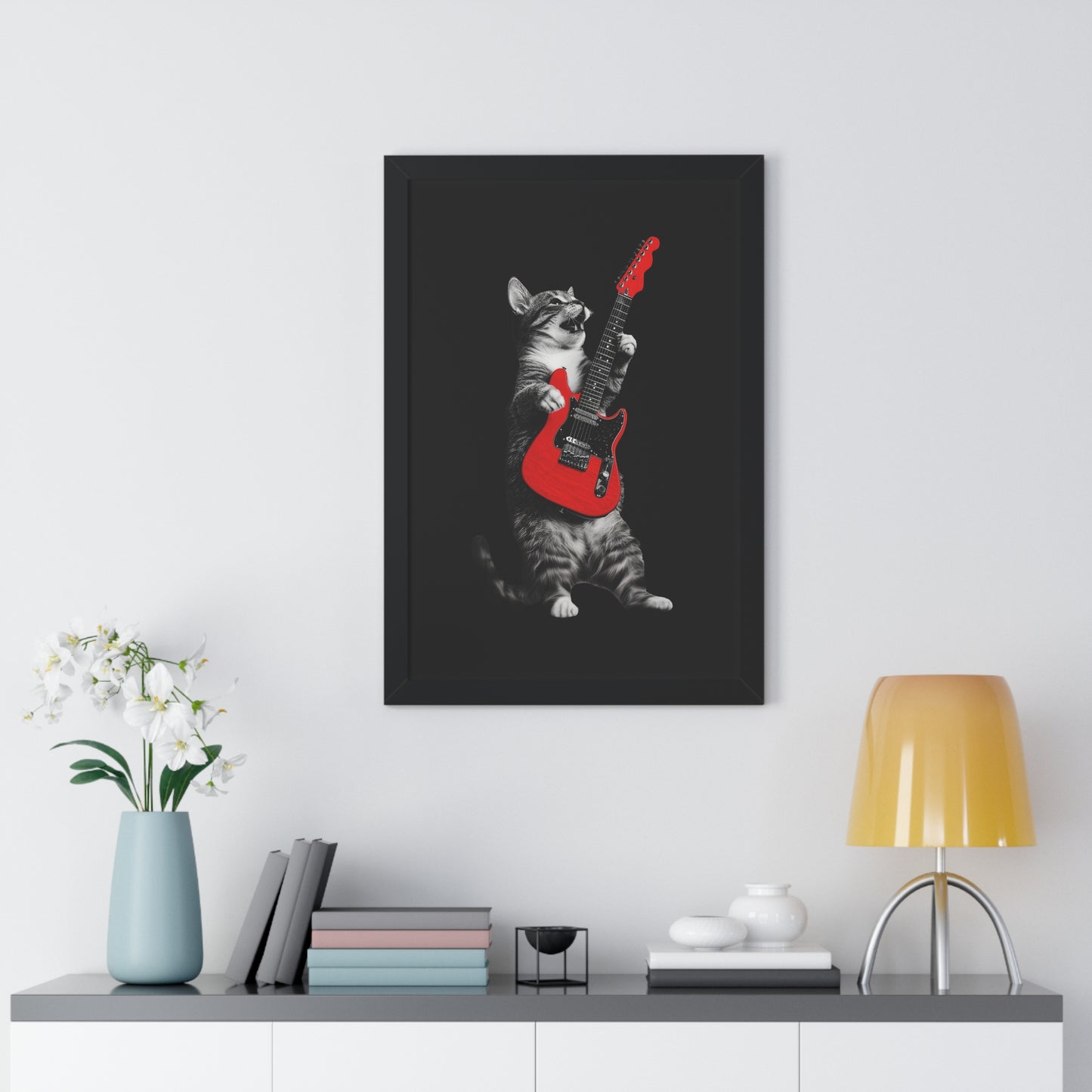 Guitar Gato Framed Wall Art