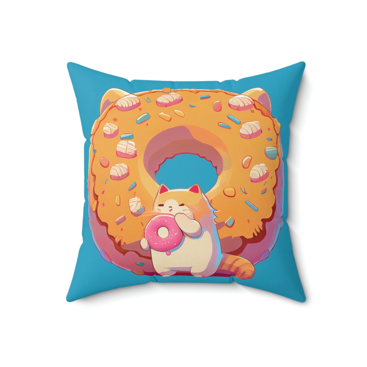 Donut Cat Square Pillow